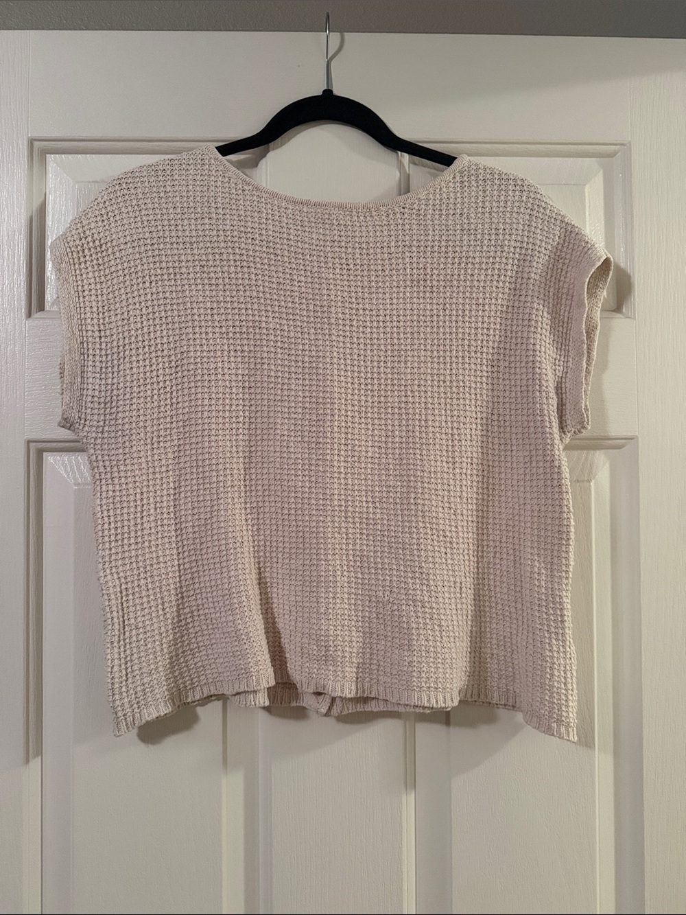 Women's Lightweight Waffle Knit Boxy Top - Cream